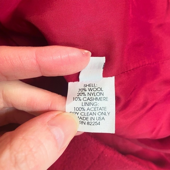 Finity vintage red wool cashmere button up cropped blazer 10 - Picture 8 of 10